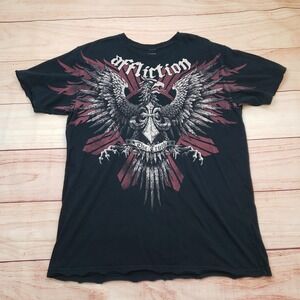 Affliction Brandon Vera Shirt Mens XL Black Eagle Graphic MMA UFC T-Shirt Adult